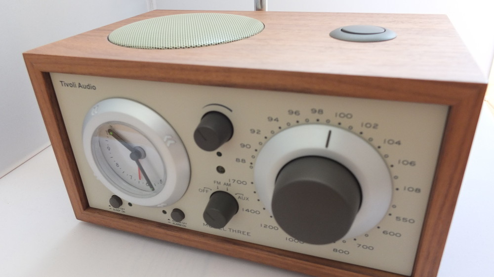 Tivoli Model Three AM/FM Clock Radio Walnut/Beige (B Grade) Tatty