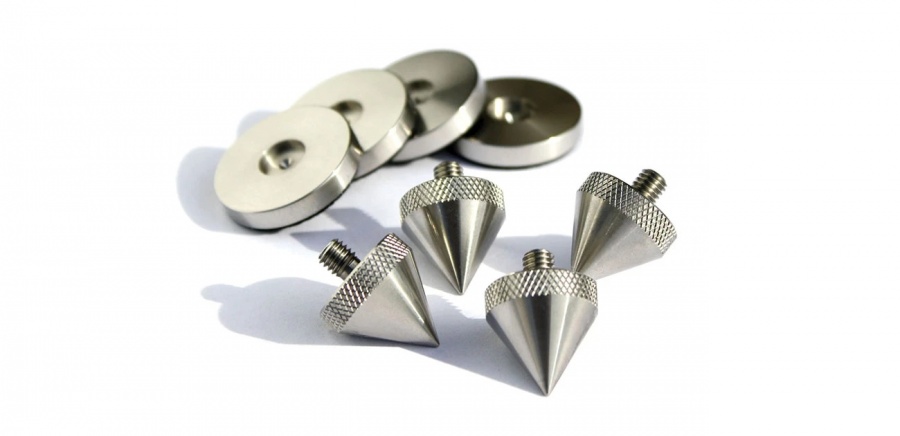Precisiongeek M6 INOX Spike/Cono absorber per altoparlanti vite + piedino - 4 pz